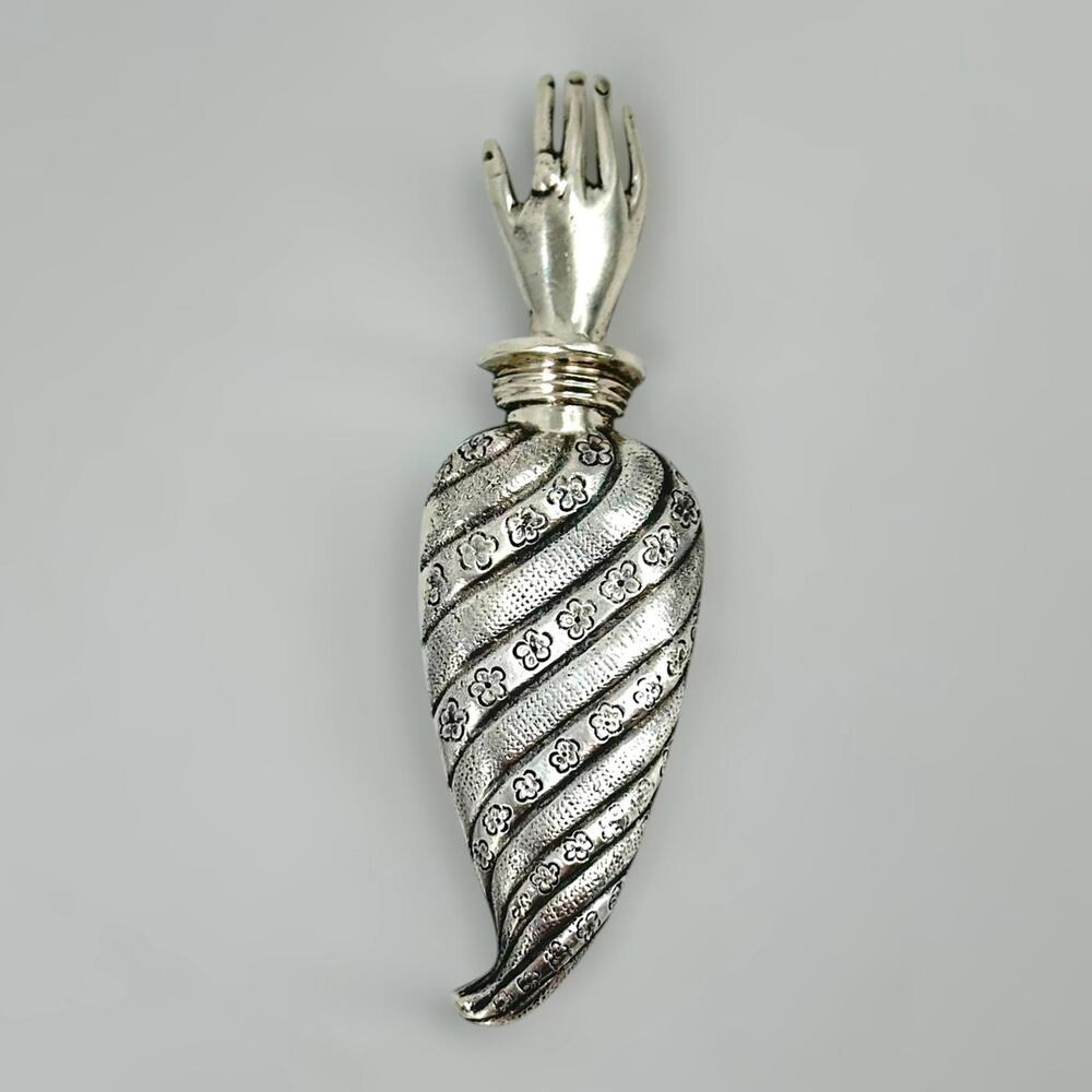Victorian Style Sterling Silver Hand Brooch/Vase